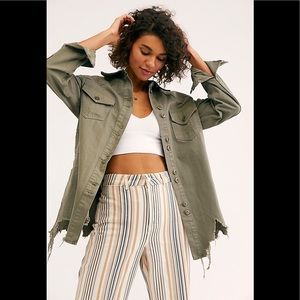 Free People Moonchild Denim Shirt Jacket XS